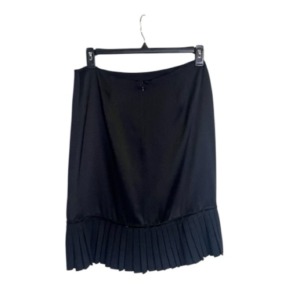 St. John Evening Silk Satin Black Skirt With Pleated Flounce Hemline size 8 - Picture 3 of 8
